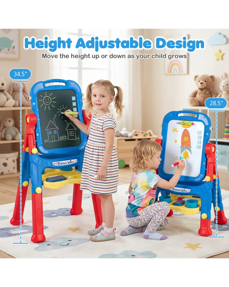 Art Easel for Kids with Adjustable Height-Blue - Blue - Art Easels