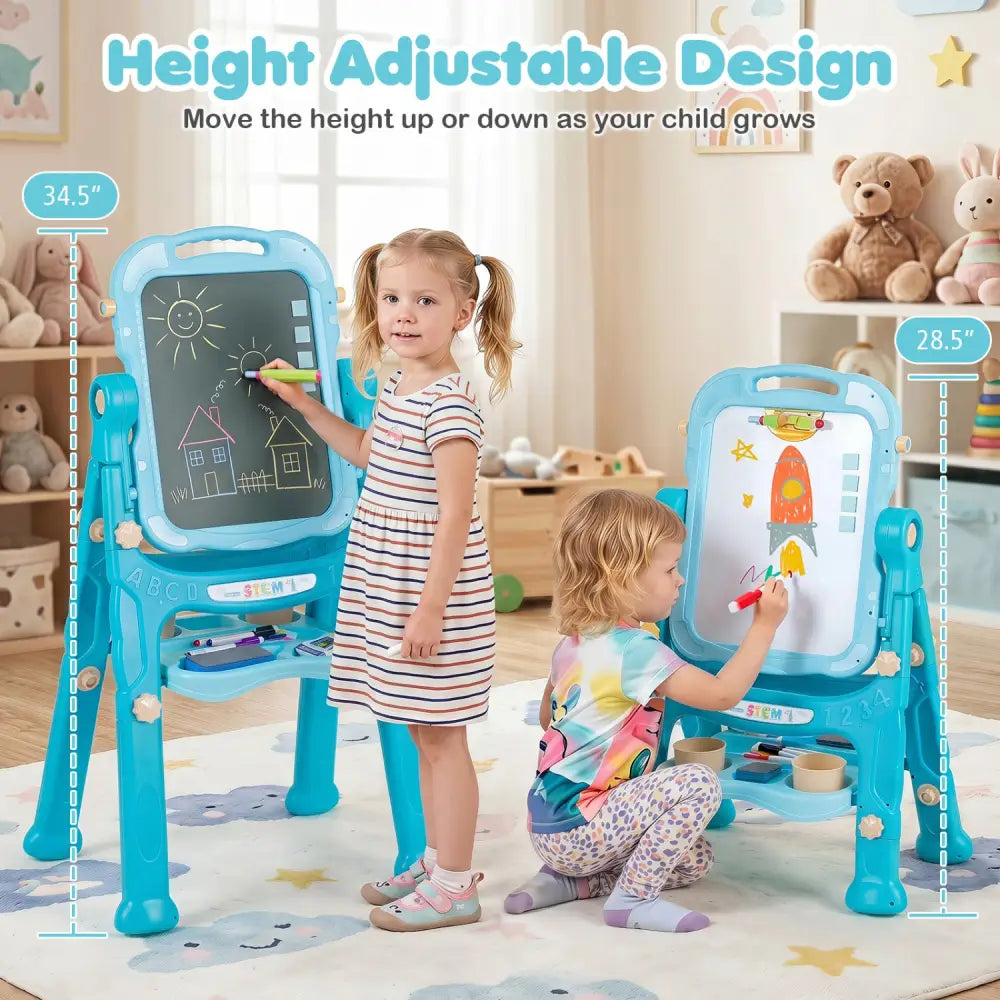 Art Easel for Kids with Adjustable Height-Green - Green - Art Easels