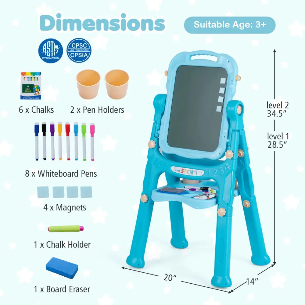 Art Easel for Kids with Adjustable Height-Green - Green - Art Easels
