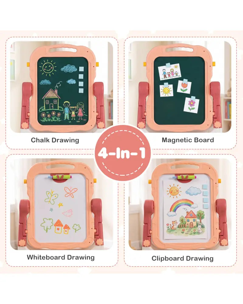 Art Easel for Kids with Adjustable Height-Pink - Pink - Art Easels