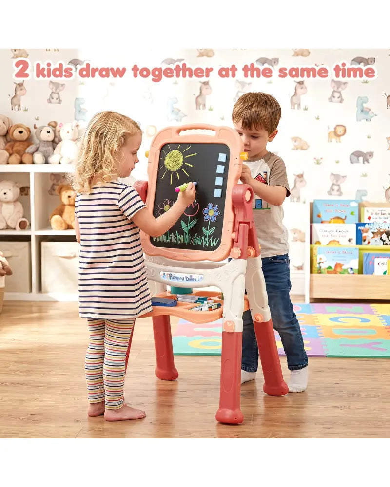 Art Easel for Kids with Adjustable Height-Pink - Pink - Art Easels