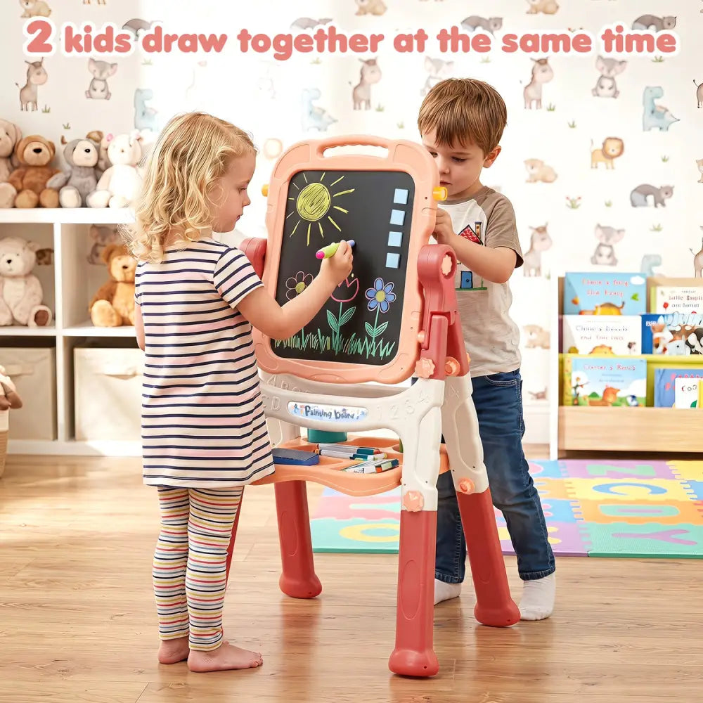 Art Easel for Kids with Adjustable Height-Pink - Pink - Art Easels