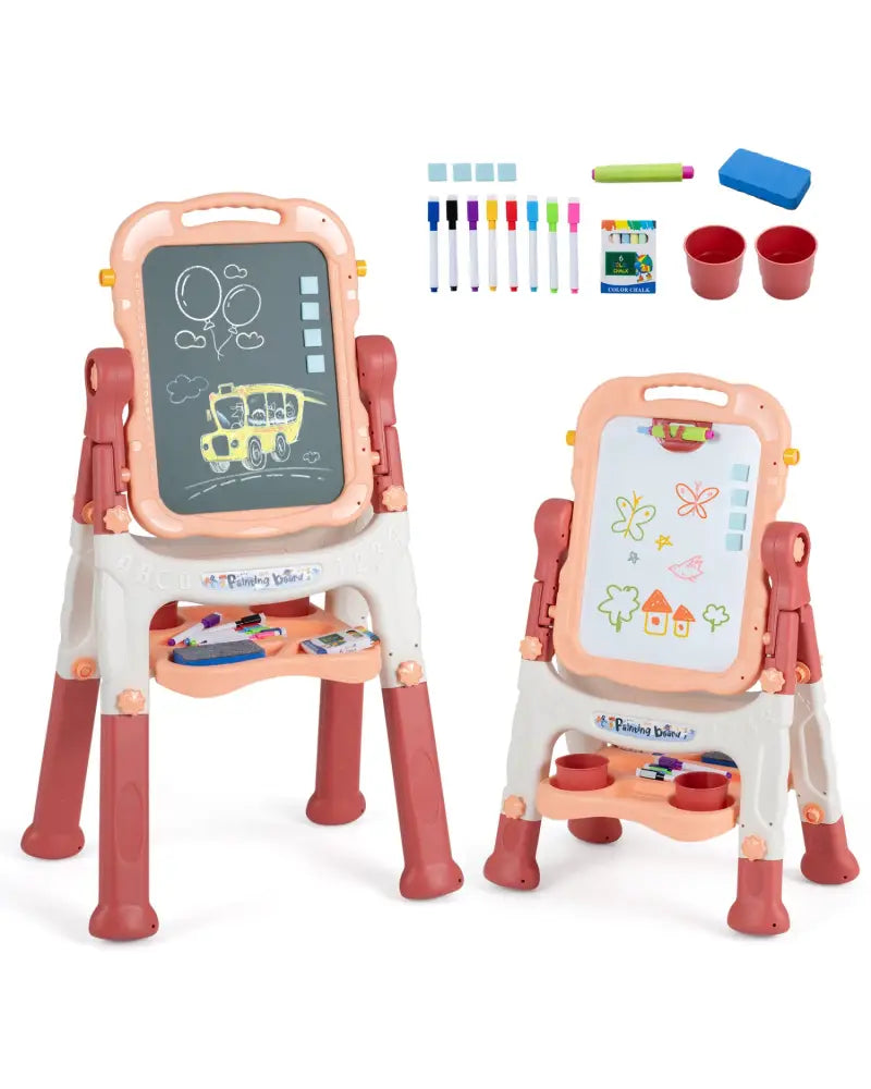 Art Easel for Kids with Adjustable Height-Pink - Pink - Art Easels