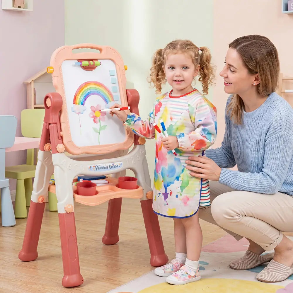 Art Easel for Kids with Adjustable Height-Pink - Pink - Art Easels