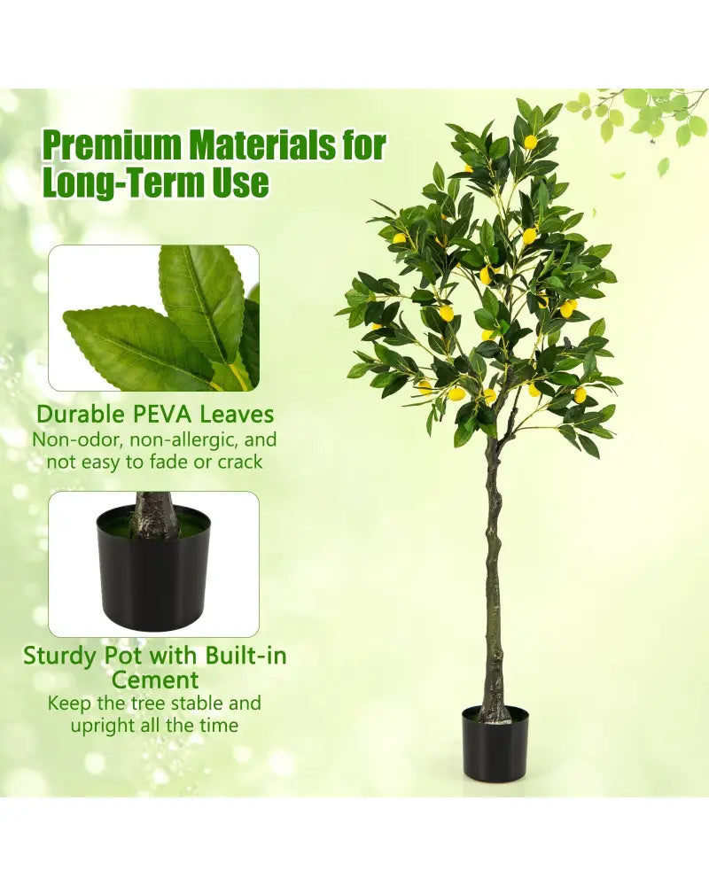 Artificial Lemon Tree 2.6/4/5.2 Feet Tall Fake Lemon Plant wuth Lemon Fruits-5.2 ft - Faux Plants
