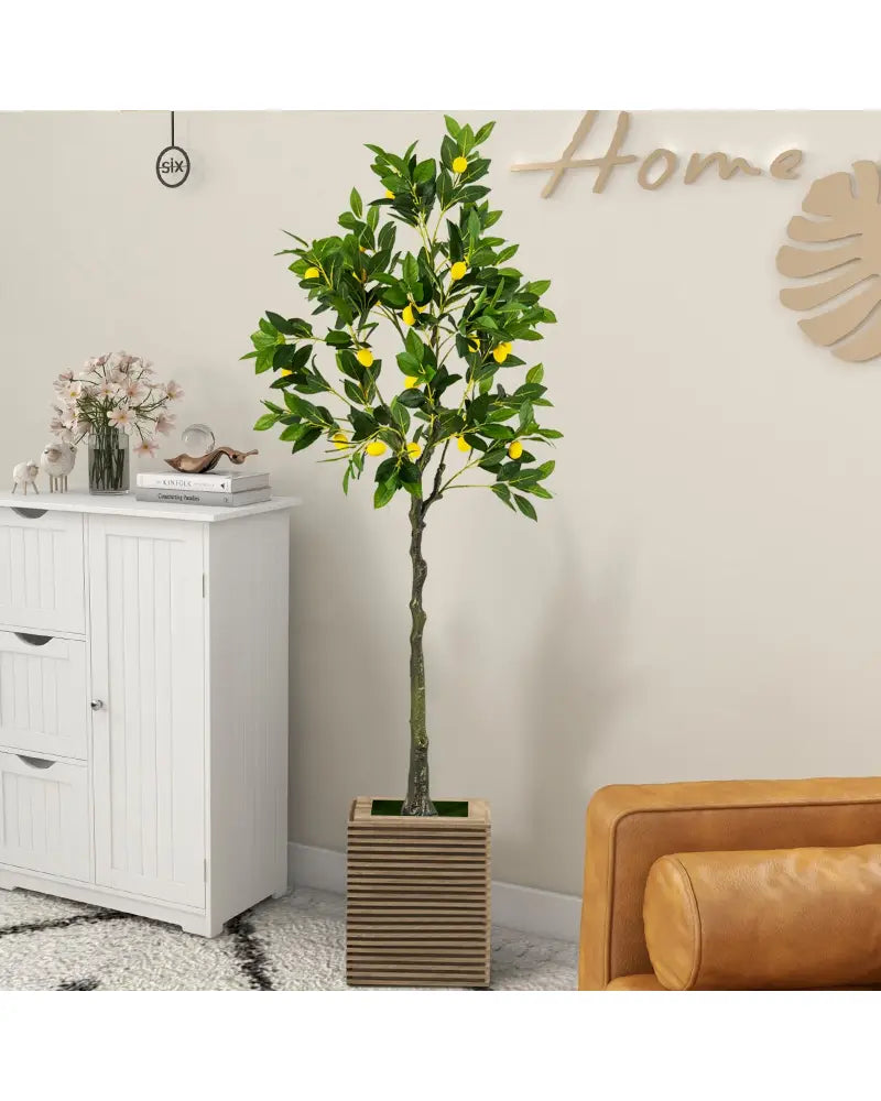 Artificial Lemon Tree 2.6/4/5.2 Feet Tall Fake Lemon Plant wuth Lemon Fruits-5.2 ft - Faux Plants