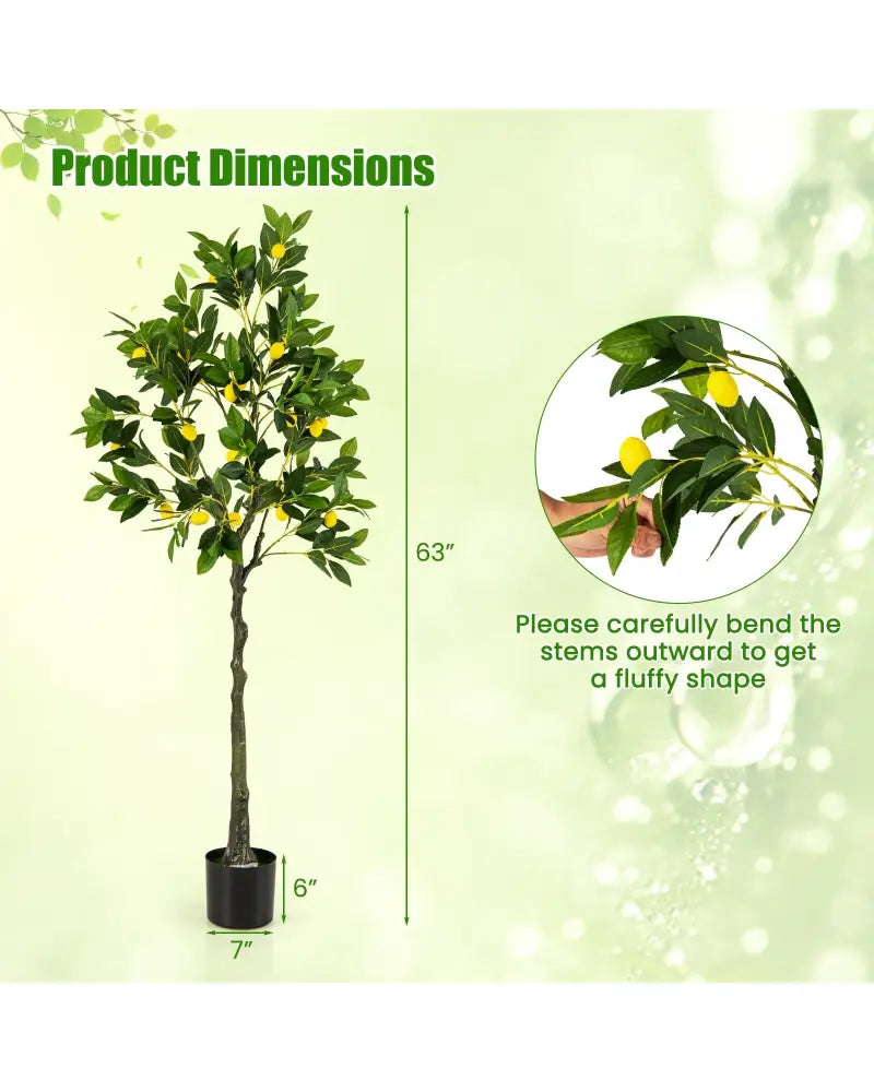 Artificial Lemon Tree 2.6/4/5.2 Feet Tall Fake Lemon Plant wuth Lemon Fruits-5.2 ft - Faux Plants