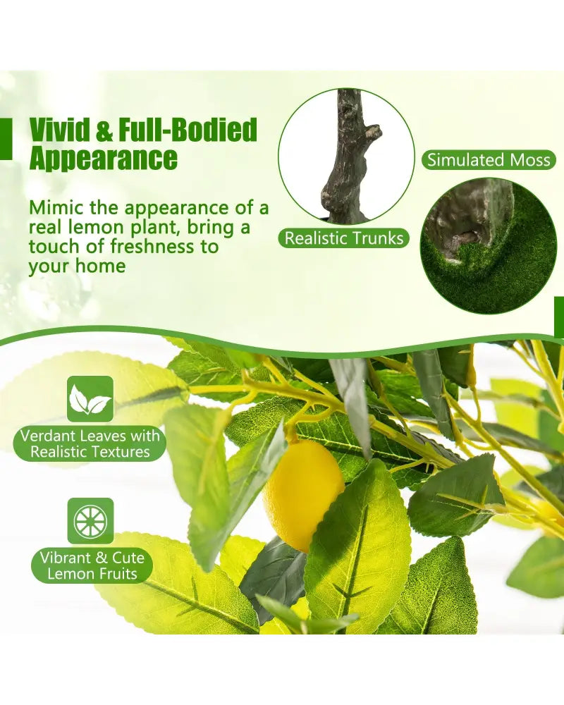 Artificial Lemon Tree 2.6/4/5.2 Feet Tall Fake Lemon Plant wuth Lemon Fruits-5.2 ft - Faux Plants