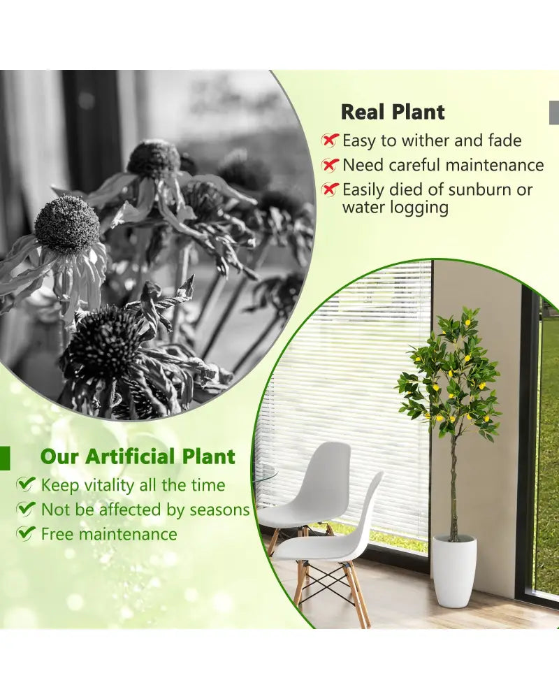Artificial Lemon Tree 2.6/4/5.2 Feet Tall Fake Lemon Plant wuth Lemon Fruits-5.2 ft - Faux Plants