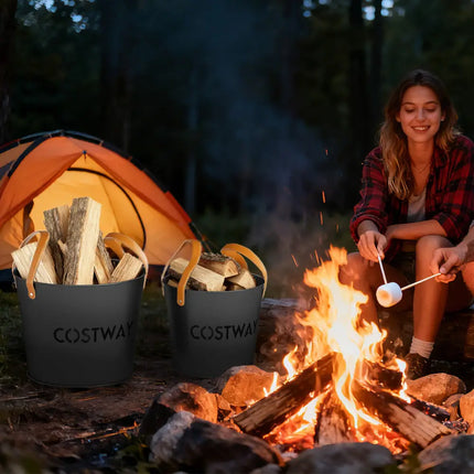 Ash Bucket Set of 2 Metal Coal Ash Can Set with 11.5 Gal and 8.5 Gal Bucket for Fireplace Fire Pits - Fireplace Tools