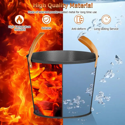 Ash Bucket Set of 2 Metal Coal Ash Can Set with 11.5 Gal and 8.5 Gal Bucket for Fireplace Fire Pits - Fireplace Tools