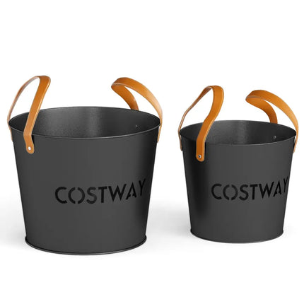 Ash Bucket Set of 2 Metal Coal Ash Can Set with 11.5 Gal and 8.5 Gal Bucket for Fireplace Fire Pits - Fireplace Tools