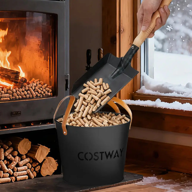 Ash Bucket Set of 2 Metal Coal Ash Can Set with 11.5 Gal and 8.5 Gal Bucket for Fireplace Fire Pits - Fireplace Tools