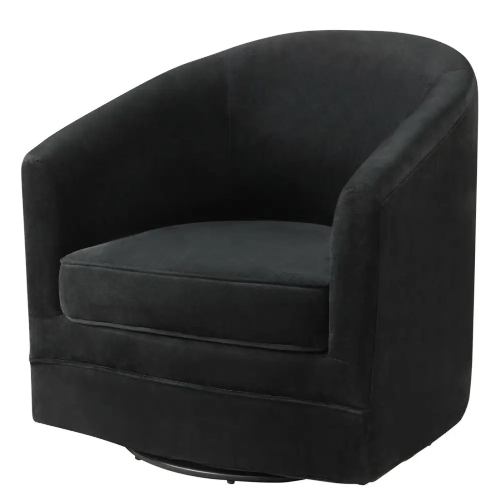 Assembly Accent Chair with 360-Degree Swivel Metal Base for Living Room - Black - Accent Chairs