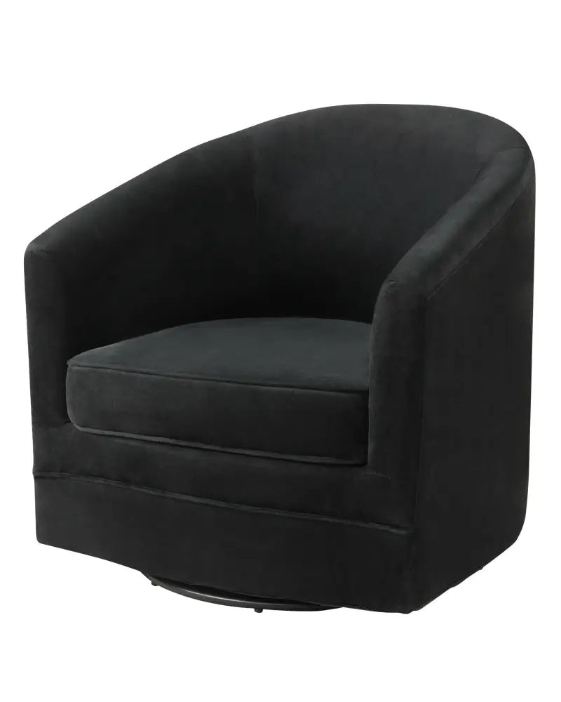 Assembly Accent Chair with 360-Degree Swivel Metal Base for Living Room - Black - Accent Chairs