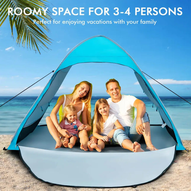 Automatic Pop-up Beach Tent with Carrying Bag-Blue - Blue - Tents