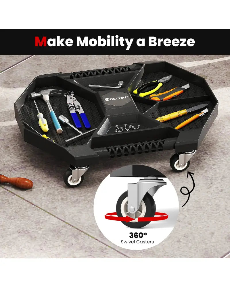 Automotive Rolling Tool Creeper with 4 Swivel Casters and 30 lbs Weight Capacity-Black - Black - Garages