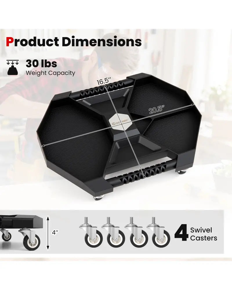 Automotive Rolling Tool Creeper with 4 Swivel Casters and 30 lbs Weight Capacity-Black - Black - Garages