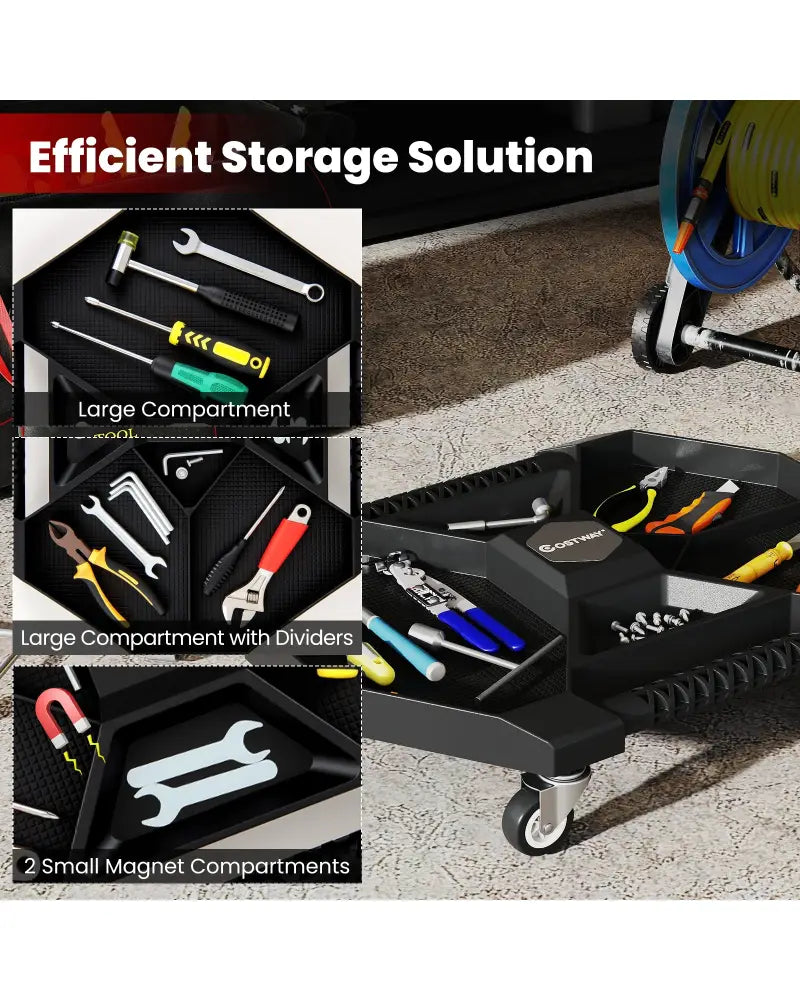Automotive Rolling Tool Creeper with 4 Swivel Casters and 30 lbs Weight Capacity-Black - Black - Garages