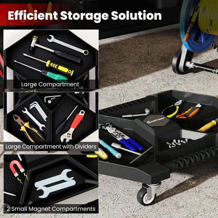 Automotive Rolling Tool Creeper with 4 Swivel Casters and 30 lbs Weight Capacity-Black - Black - Garages