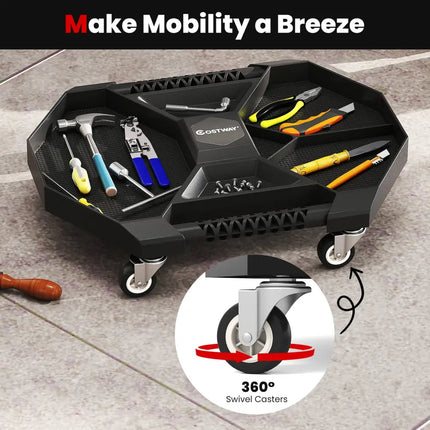 Automotive Rolling Tool Creeper with 4 Swivel Casters and 30 lbs Weight Capacity-Black - Black - Garages