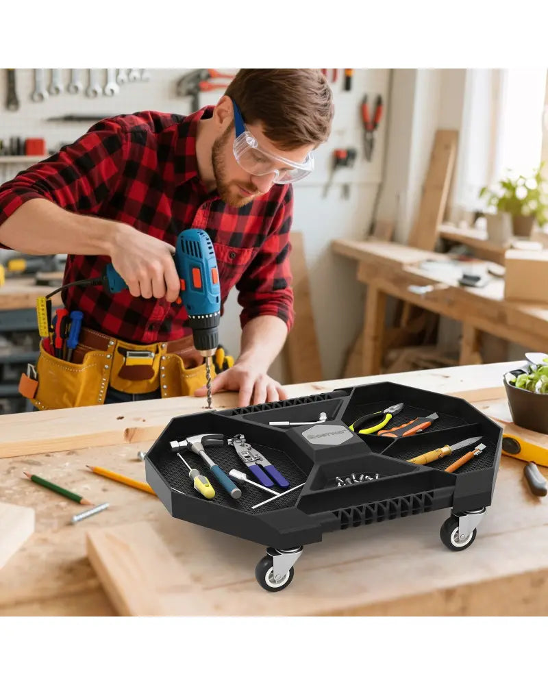 Automotive Rolling Tool Creeper with 4 Swivel Casters and 30 lbs Weight Capacity-Black - Black - Garages
