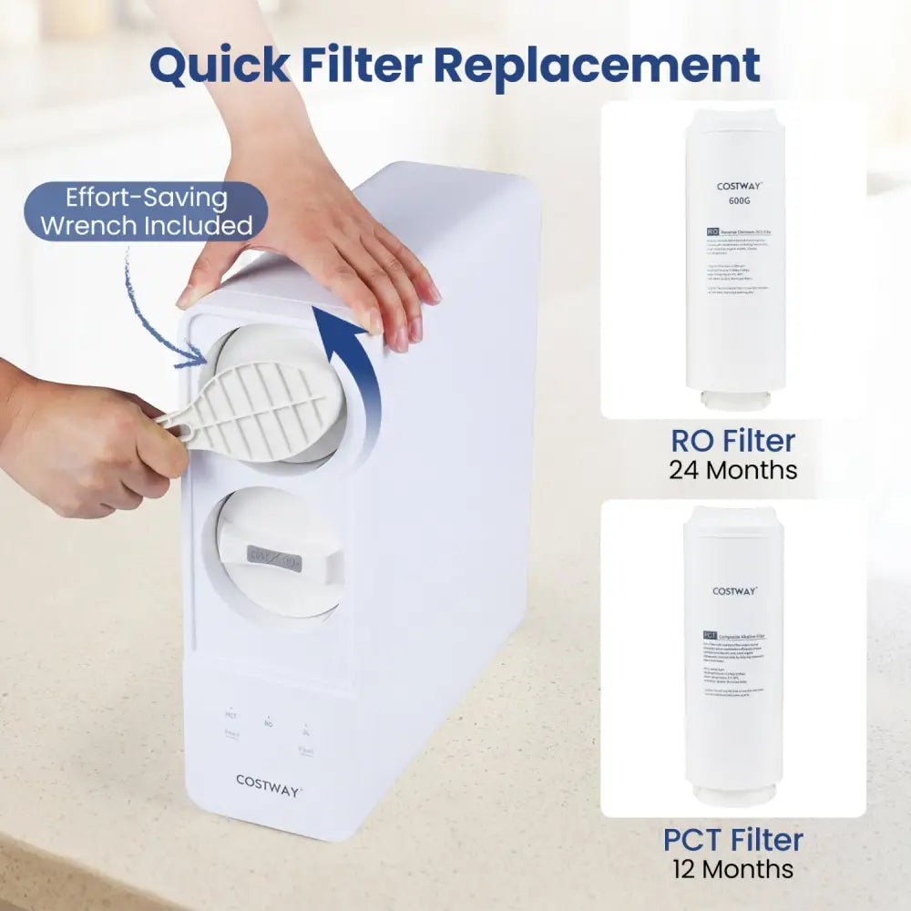 AW-RB05 Alkaline PH+ Reverse Osmosis Water Filter 600 GPD Tankless Under-Sink RO System-Black - Black - Small Appliances