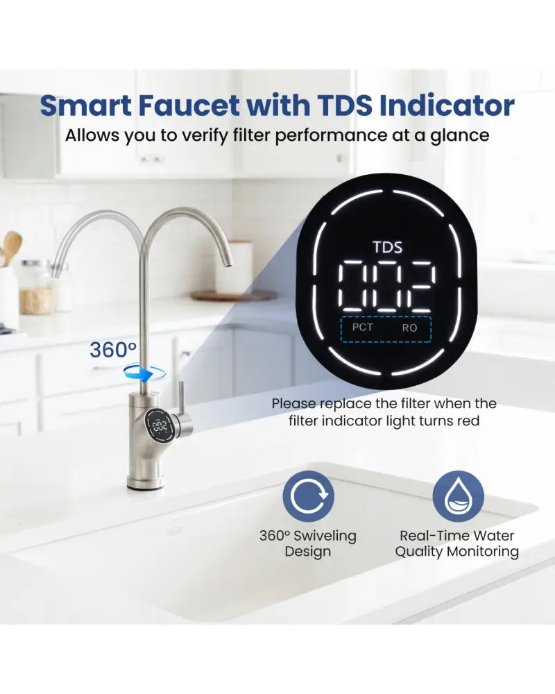AW-RB05 Alkaline PH+ Reverse Osmosis Water Filter 800 GPD Tankless Under-Sink RO System-Black - Black - Small Appliances
