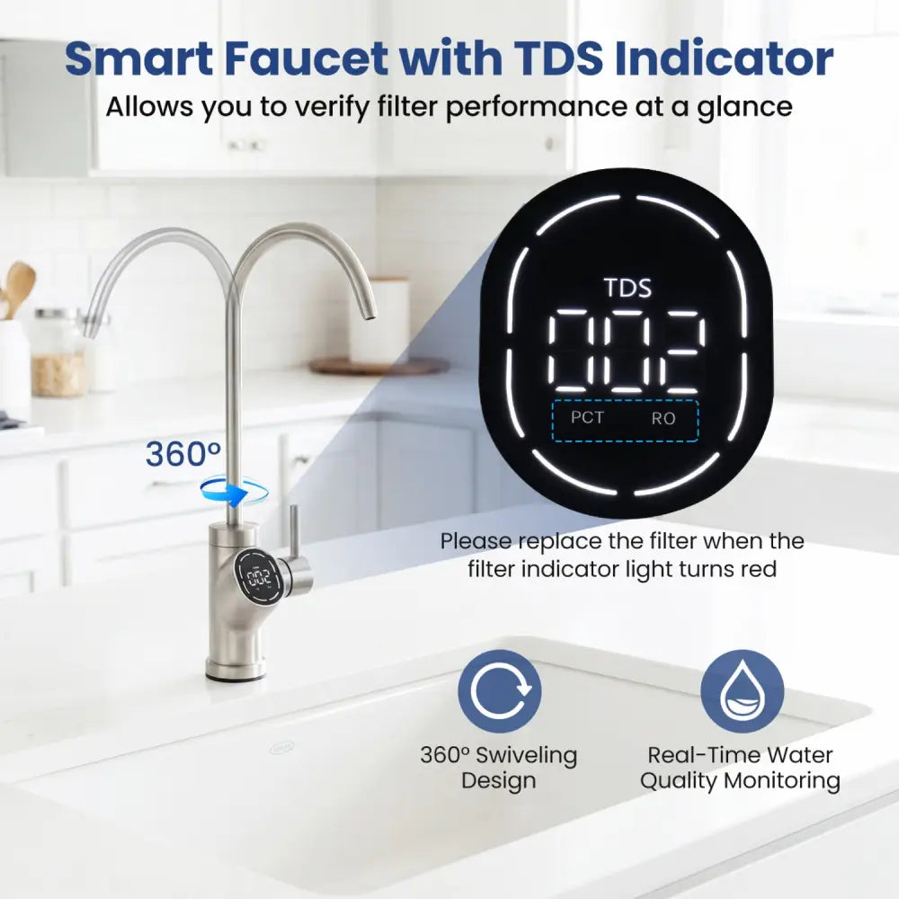AW-RB05 Alkaline PH+ Reverse Osmosis Water Filter 800 GPD Tankless Under-Sink RO System-Black - Black - Small Appliances