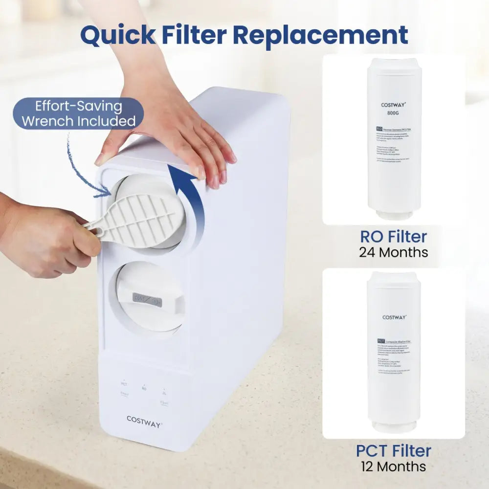 AW-RB05 Alkaline PH+ Reverse Osmosis Water Filter 800 GPD Tankless Under-Sink RO System-Black - Black - Small Appliances