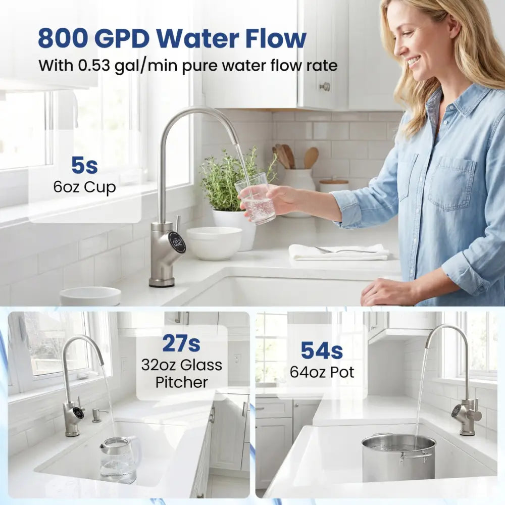 AW-RB05 Alkaline PH+ Reverse Osmosis Water Filter 800 GPD Tankless Under-Sink RO System-Black - Black - Small Appliances