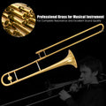 B Flat Trombone Golden Brass with Mouthpiece - Golden - Musical Instruments