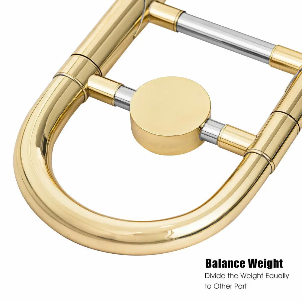 B Flat Trombone Golden Brass with Mouthpiece - Golden - Musical Instruments