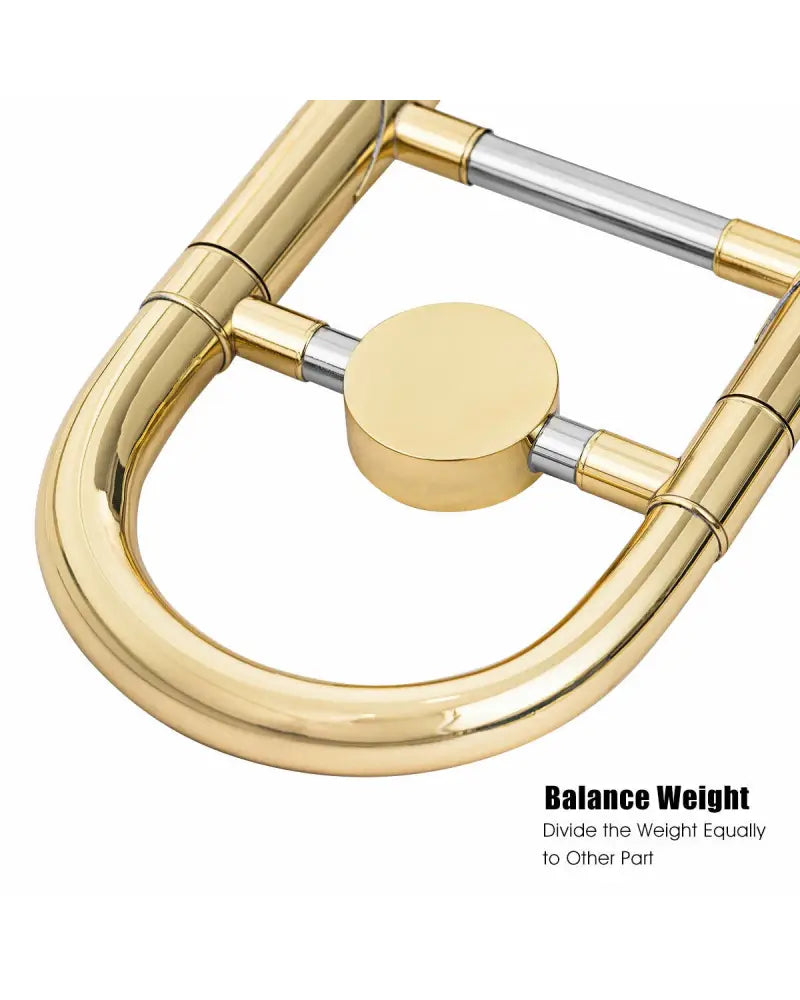B Flat Trombone Golden Brass with Mouthpiece - Golden - Musical Instruments