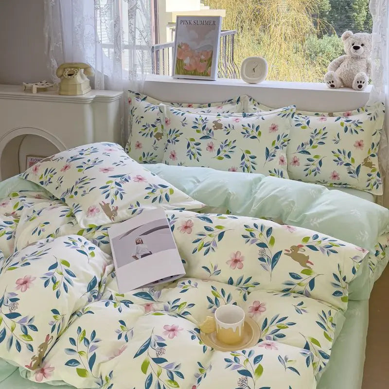 Pink Floral Bedding Set – Soft Duvet Cover, Bed Sheet & Pillowcases