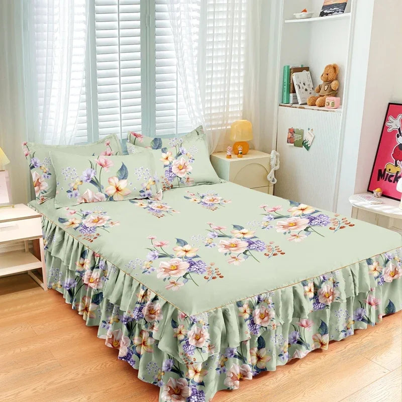 Princess Style Bed Skirt – Smooth Bedsheet Cover Twin/Queen/King