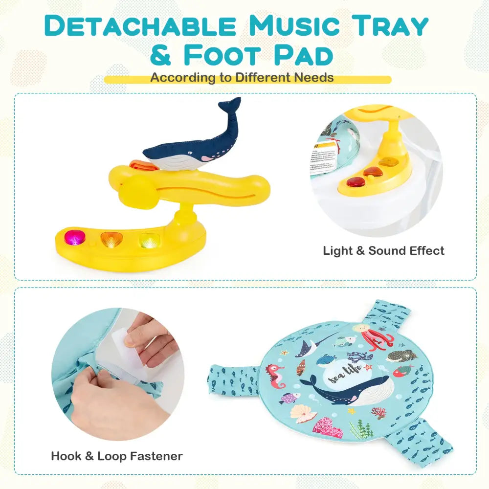 Baby Activity Center Height Adjustable Baby Bouncing Saucer with Interactive Toys-Light Blue - Light Blue - Baby Gyms &