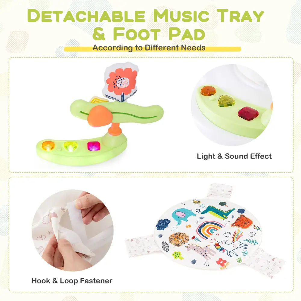 Baby Activity Center Height Adjustable Baby Bouncing Saucer with Interactive Toys-Yellow - Yellow - Baby Gyms & Playmats