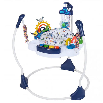 Baby Activity Center Baby Jumper and Bouncer with 6 Interactive Toys Lights and Music-Blue - Blue - Baby Gyms & Playmats