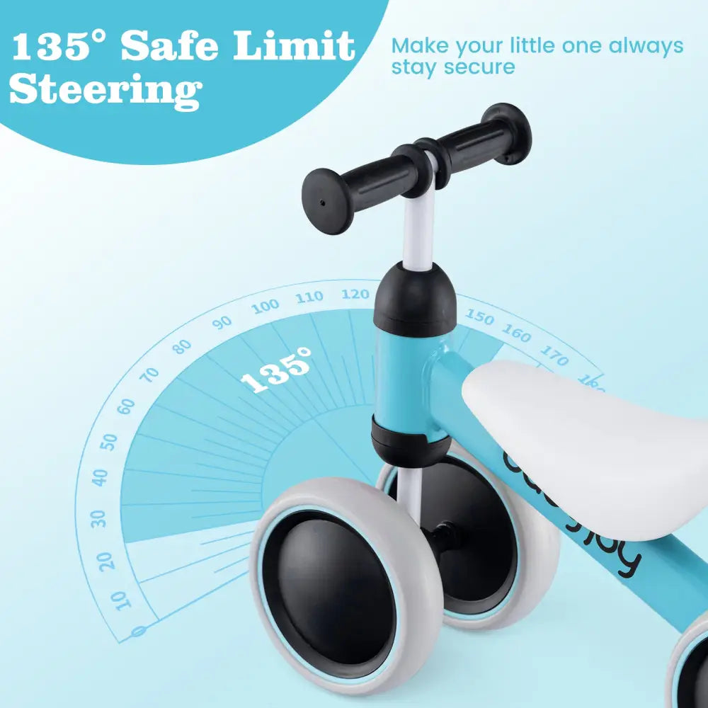 Baby Balance Bike for 2 Years Old Boys Girls No Pedal 4 Wheels-Blue - Blue - Balance Bikes