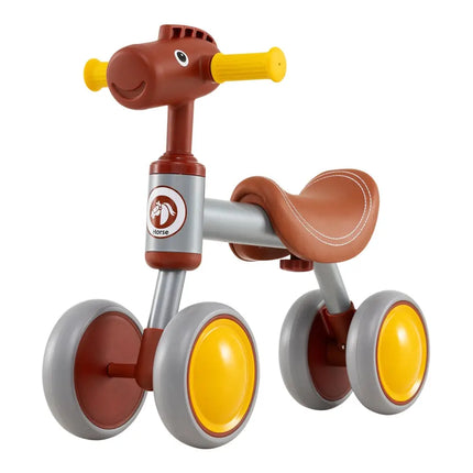 Baby Balance Bike No Pedal 4 - Wheel Bicycle - Brown - Oasis Home Essentials