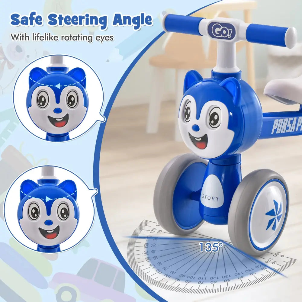 Baby Balance Bike No Pedal Lightweight Infant 4 Wheels Baby Bicycle-Blue - Blue - Balance Bikes
