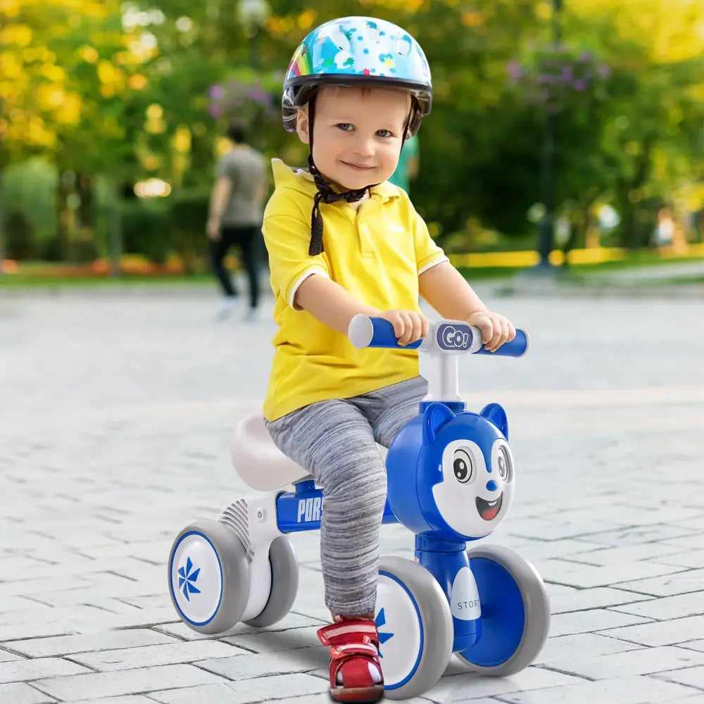 Baby Balance Bike No Pedal Lightweight Infant 4 Wheels Baby Bicycle-Blue - Blue - Balance Bikes