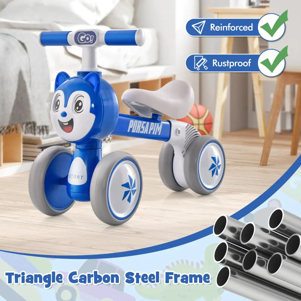 Baby Balance Bike No Pedal Lightweight Infant 4 Wheels Baby Bicycle-Blue - Blue - Balance Bikes