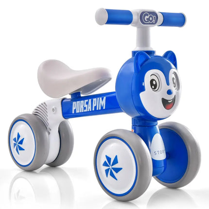 Baby Balance Bike No Pedal Lightweight Infant 4 Wheels Baby Bicycle-Blue - Blue - Balance Bikes