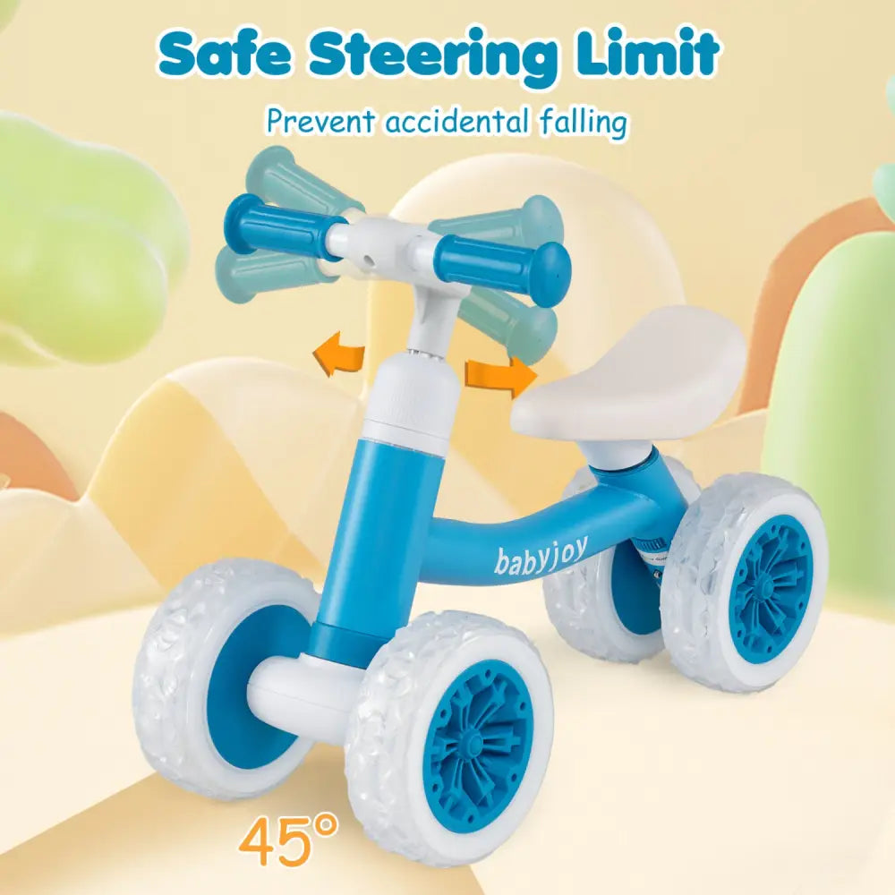 Baby Balance Bike with Adjustable Handlebar and Seat with Lighting Wheels-Blue - Blue - Balance Bikes