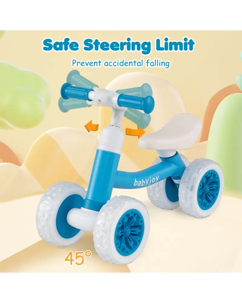 Baby Balance Bike with Adjustable Handlebar and Seat with Lighting Wheels-Blue - Blue - Balance Bikes