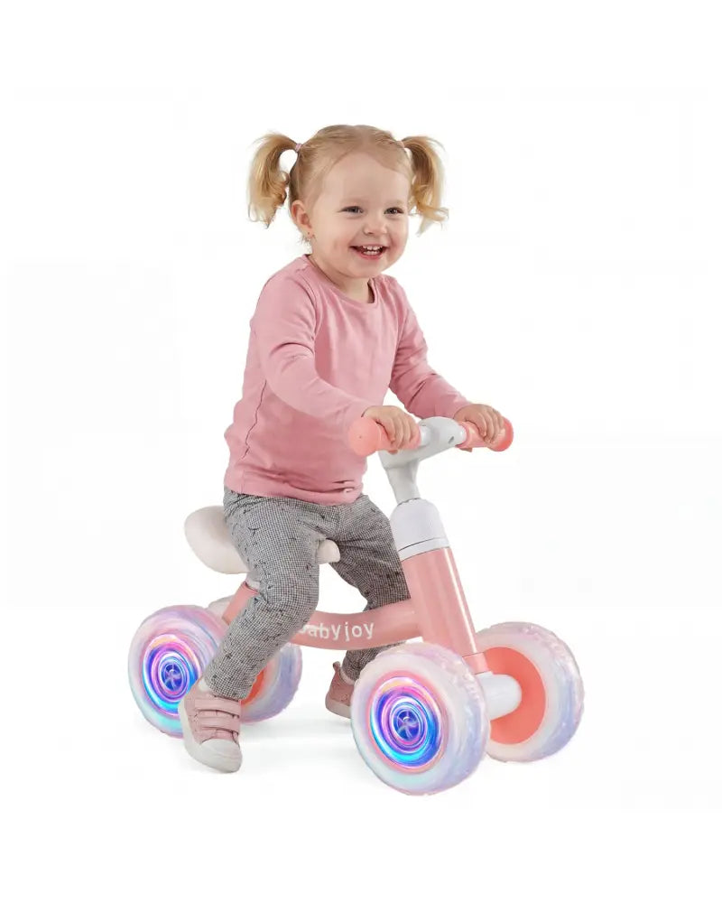 Baby Balance Bike with Adjustable Handlebar and Seat with Lighting Wheels-Pink - Pink - Balance Bikes