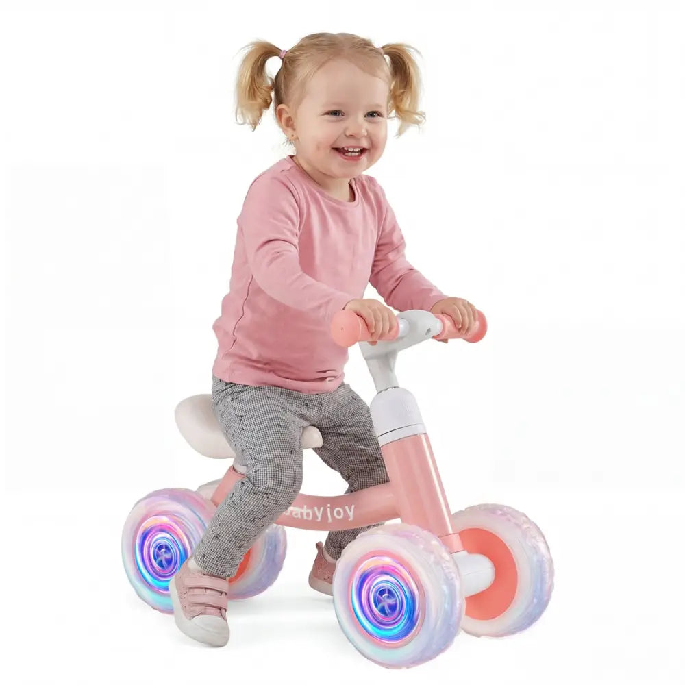 Baby Balance Bike with Adjustable Handlebar and Seat with Lighting Wheels-Pink - Pink - Balance Bikes