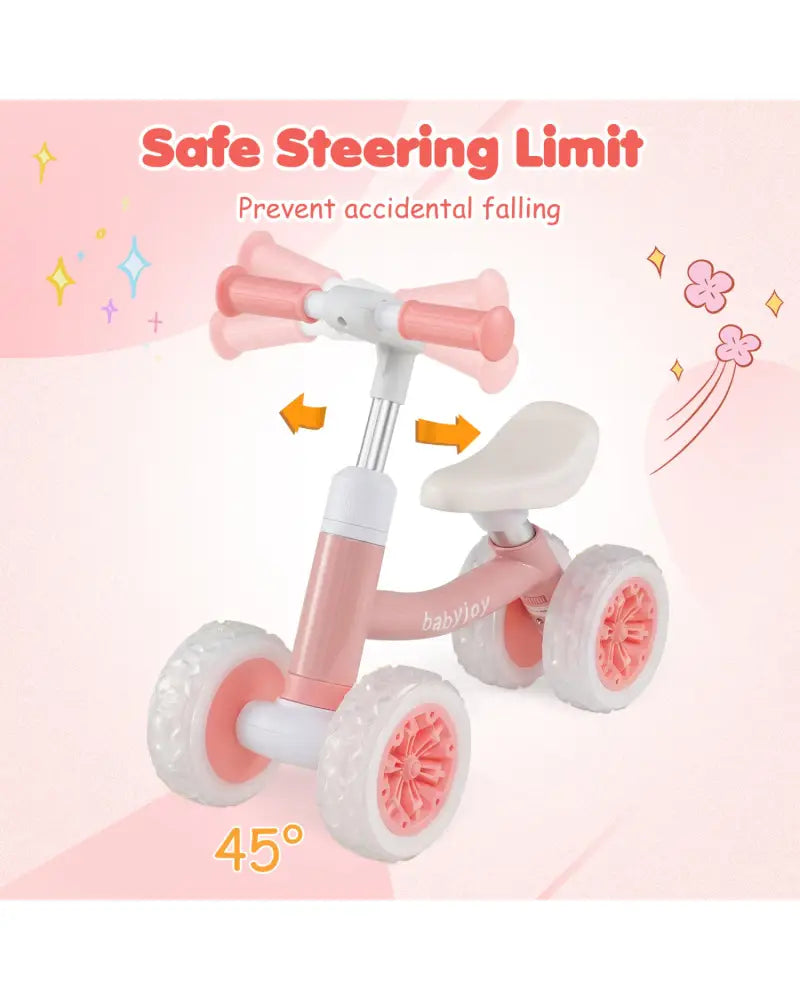 Baby Balance Bike with Adjustable Handlebar and Seat with Lighting Wheels-Pink - Pink - Balance Bikes